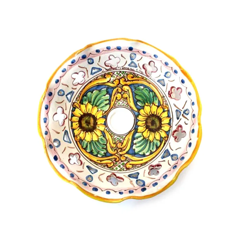 Sicilian ceramic plate for chandelier D.30 Candida decoration