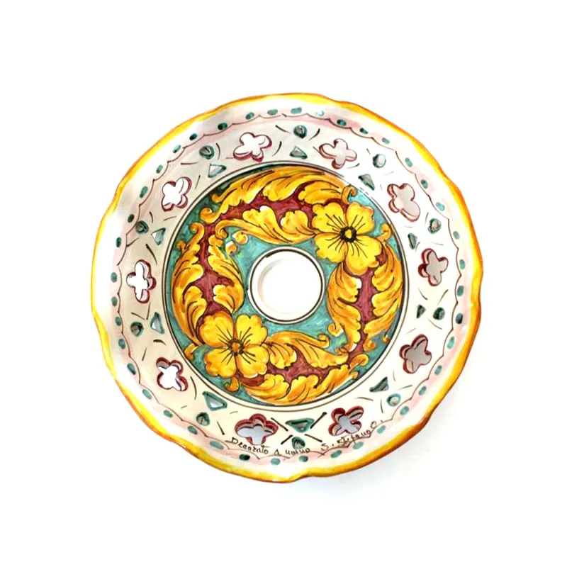 Sicilian ceramic plate for chandelier D.30 Giulia decoration