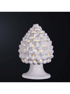 Modern pine cone lamp H.30cm in white ceramic 1 light BGA 3179-lgr