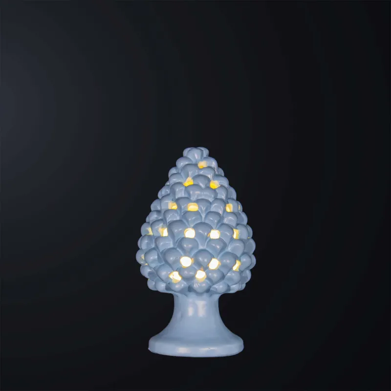 Pine cone lamp H.21cm in blue ceramic 1 light BGA 3179-lm