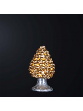 Pine cone lamp H.21cm in gold-silver leaf ceramic 1 light BGA 3179-lm