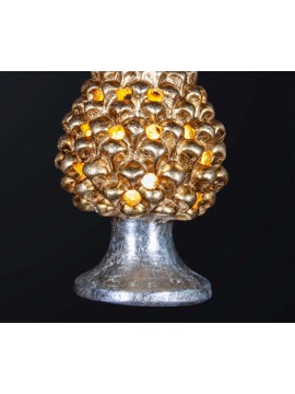 Pine cone lamp H.21cm in gold-silver leaf ceramic 1 light BGA 3179-lm