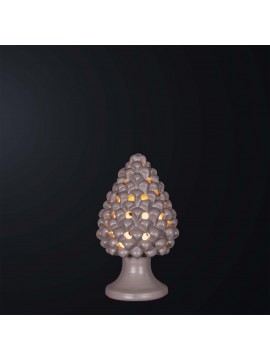 Pine cone lamp H.21cm in dove gray ceramic 1 light BGA 3179-lm
