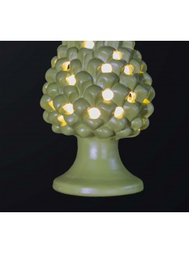 Pine cone lamp H.21cm in green ceramic 1 light BGA 3179-lm