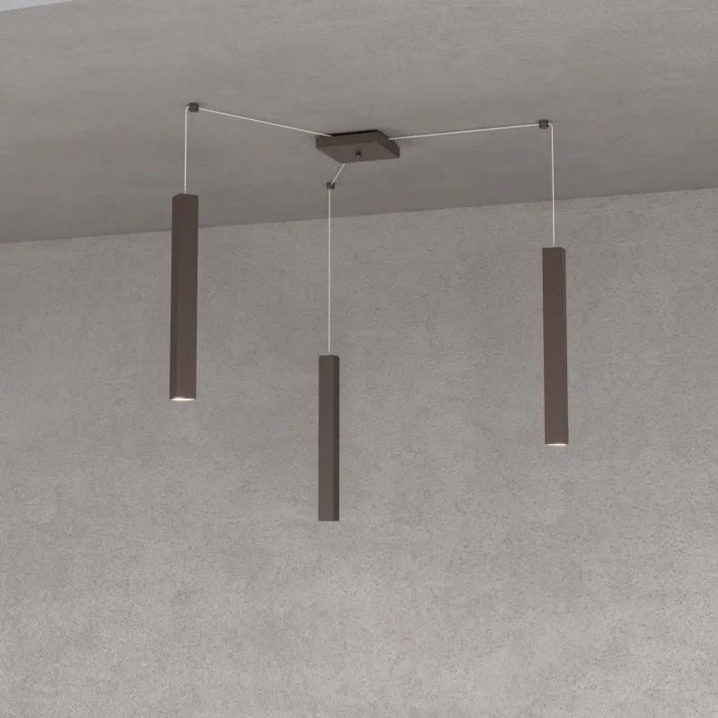 Modern square chandelier for kitchen peninsula brown design with 3 lights tpl 0053