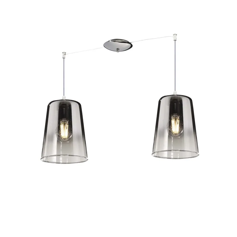 Modern suspension chandelier kitchen peninsula 2 lights chrome glass tpl 0112