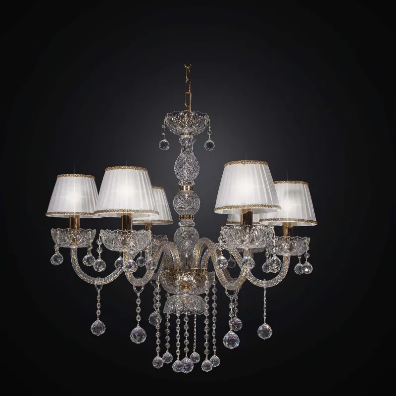 Lampadario in cristallo classico design swarovsky a 6 luci BGA 2238 oro