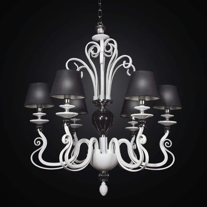 Contemporary 6 lights white crystal chandelier BGA 2391-6