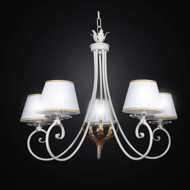 Classic white and gold wrought iron chandelier with 5 lights BGA 2433-5