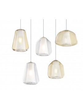 Lampadario moderno oro trasparente-ambra per cucina 4 luci tpl 0897