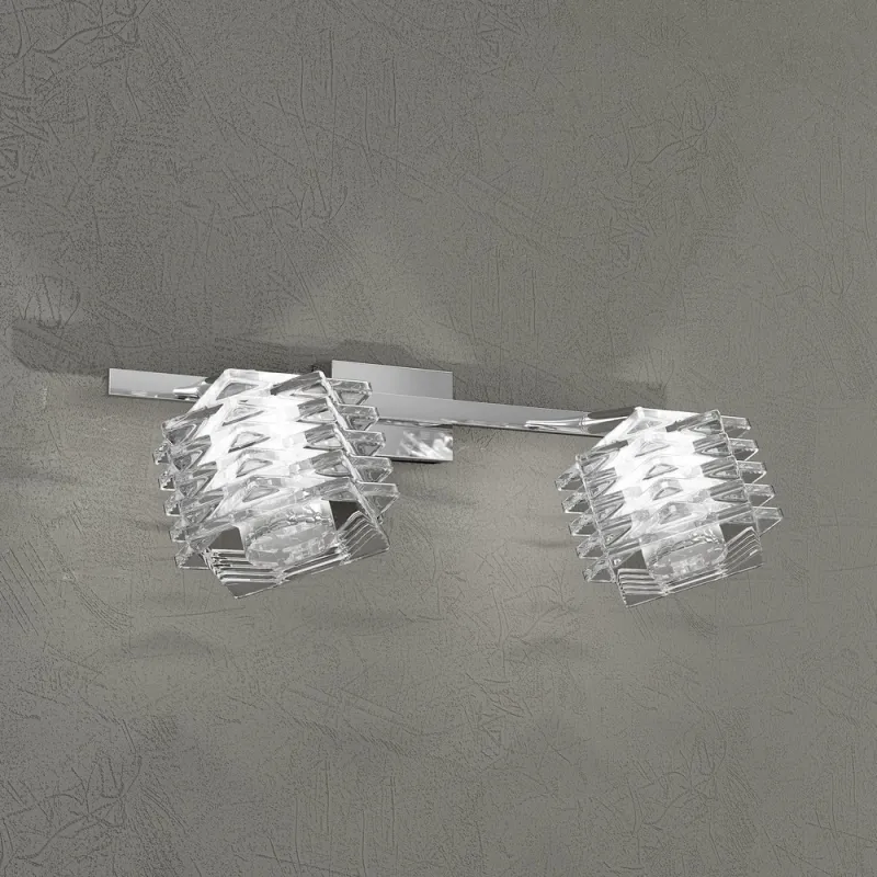 Wall lamp 2 lights chrome plated crystals tpl 1126-f2