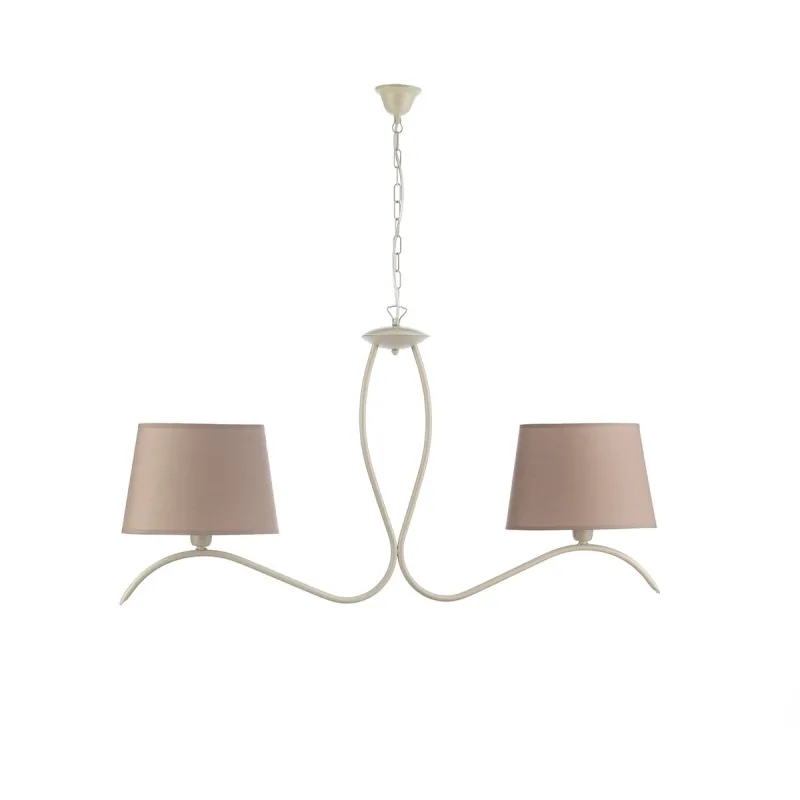 Classic barbell wrought iron ivory and dove gray with 2 lights stf 0015