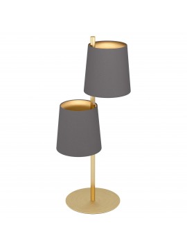 Lume modern lamp in dove gray and gold fabric 2 lights for living room GL0029