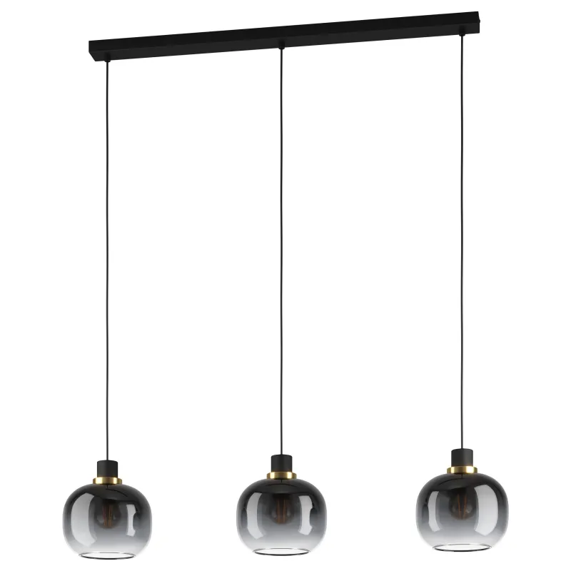 Modern smoked glass pendant chandelier 3 lights for kitchen GL0077