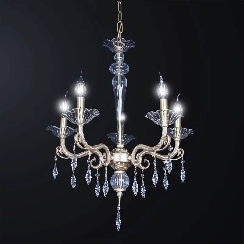 Classic chandelier in brass and crystal 5 lights BGA 3312/5 swarovsky design