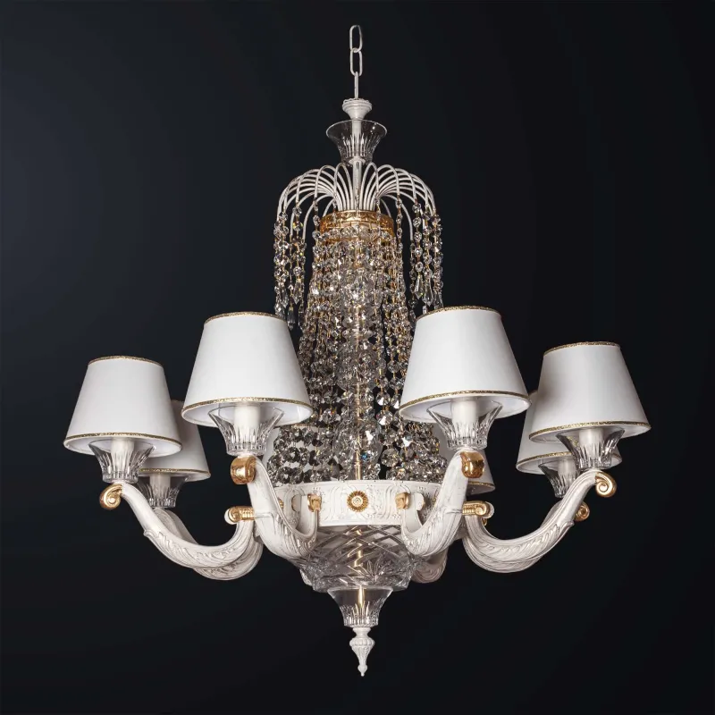 Lampadario classico in ottone e cristallo a 8 luci BGA 3325/8 design swarovsky