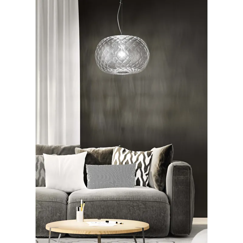 Suspension lamp in transparent blown glass with 1 light DP190