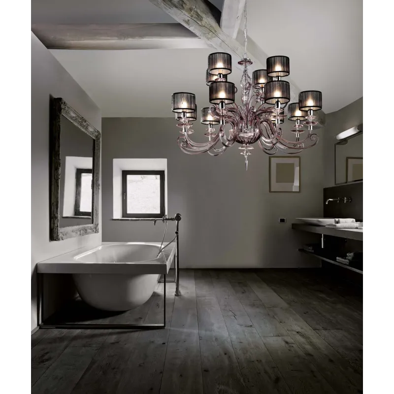 Contemporary luxury smoked crystal chandelier with 12 lights luxury m019 swarovsky