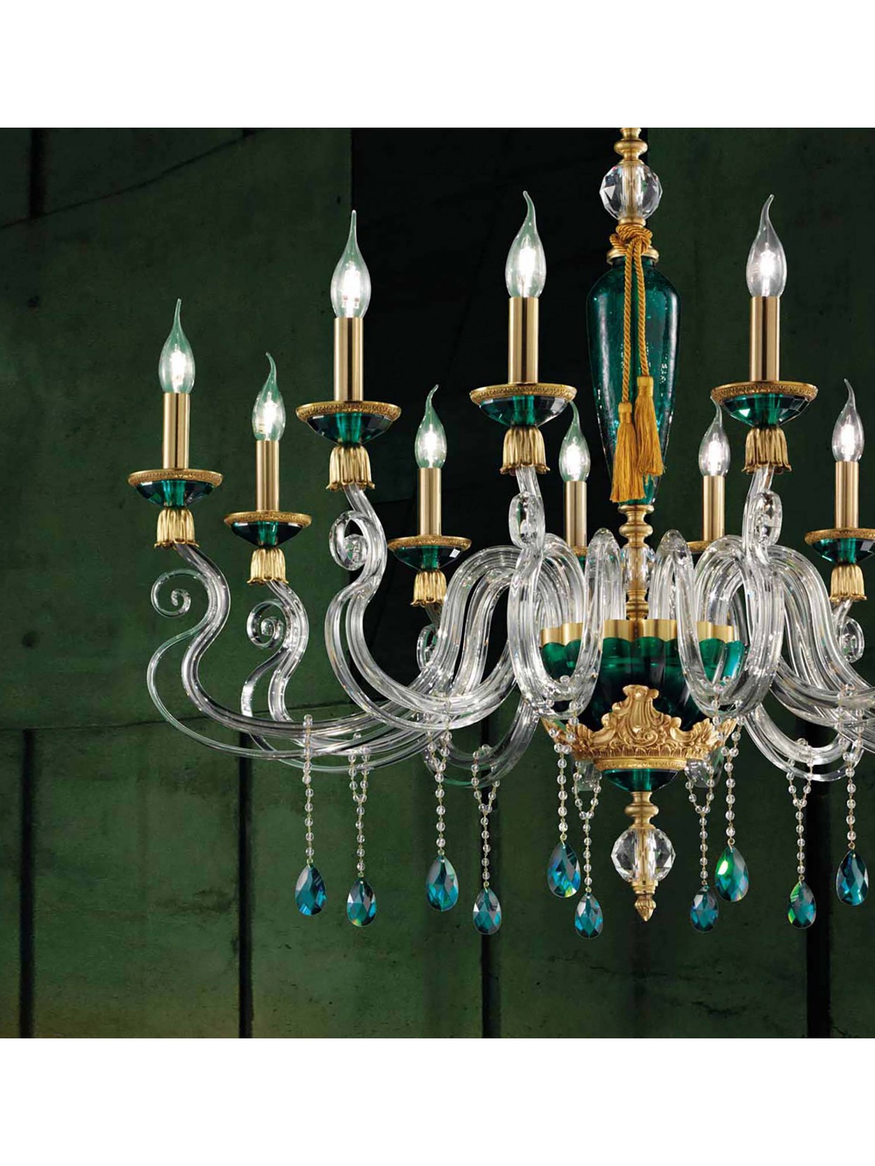 Classic luxury brass and green crystal chandelier luxury m034