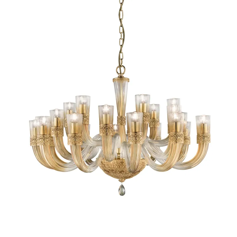 Lampadario classico in cristallo oro 24k a 24 luci luxury m084 swarovsky