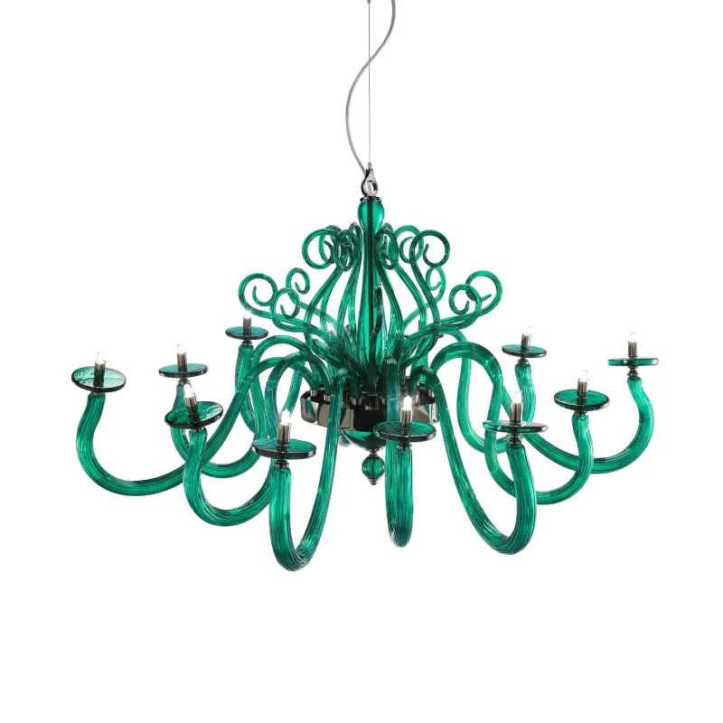 Modern chandelier in green crystal with 12 lights luxury m115 swarovsky