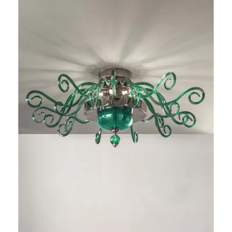 Modern ceiling light in green crystal with 8 lights luxury m116 swarovsky