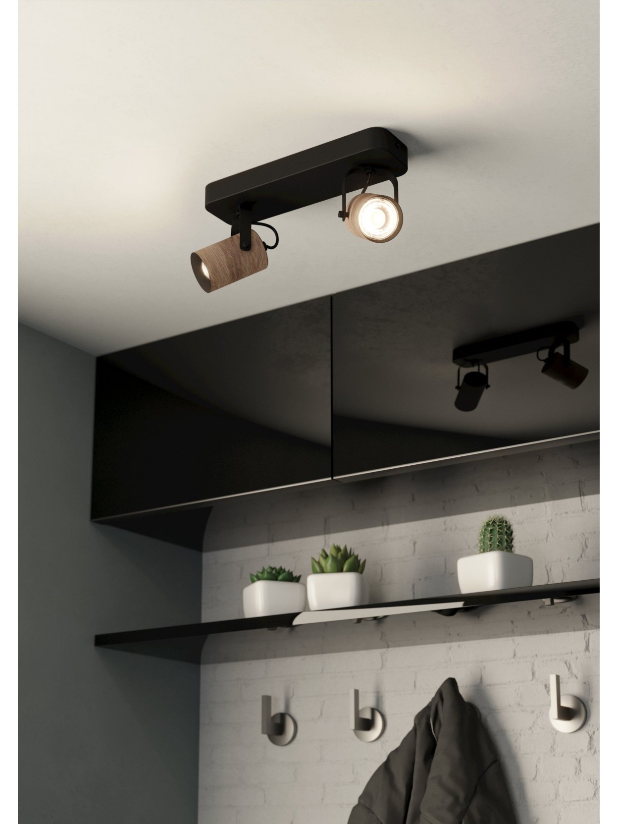 Plafoniera moderna LED con 2 Faretti GU10 Lampada da soffitto a spot  orientabili