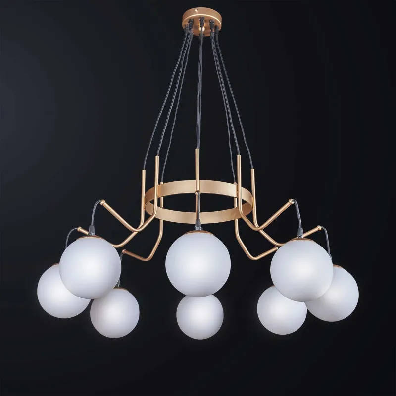 Modern contemporary gold white spheres chandelier 8 lights BGA 3400