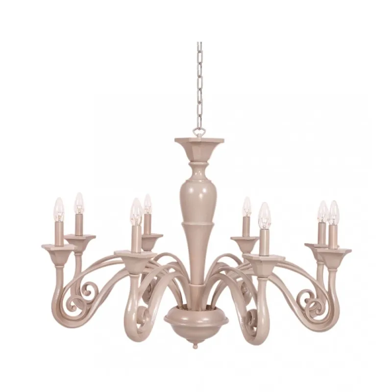 Contemporary chandelier in dove gray wood with 8 lights esse 470/8