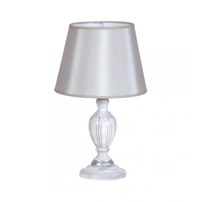 Classic table lamp in white-silver wood shabby chic 1 light esse 818 / bp