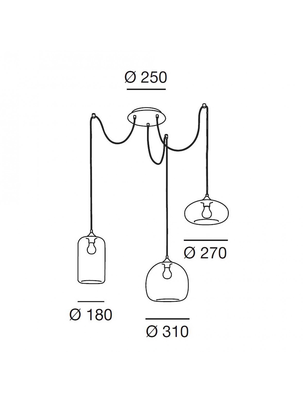 Lampadario contemporaneo a sospensione in vetro ambra FB-0074