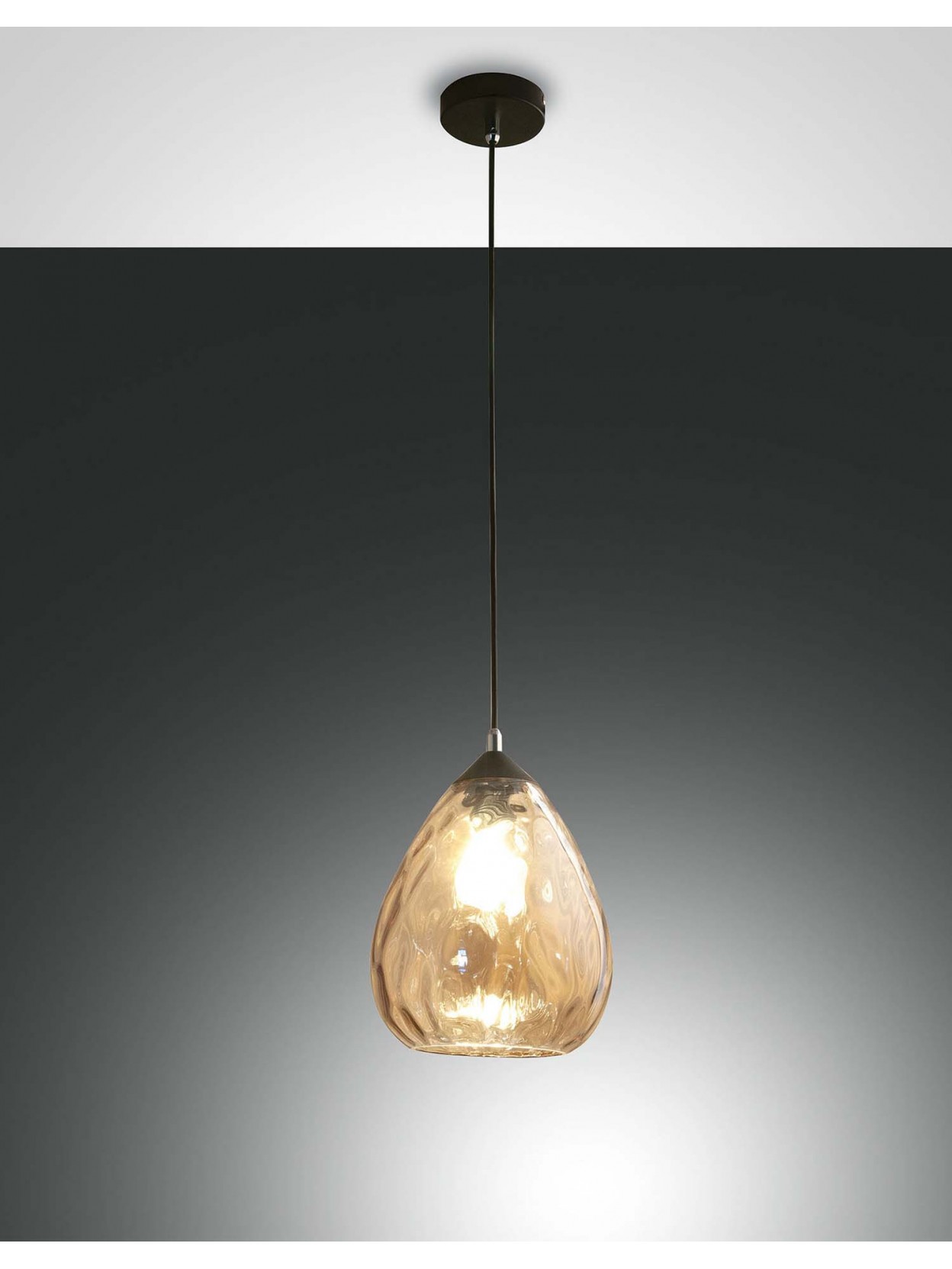 Lampadario moderno sospensione 1 luce in vetro soffiato ambra FB-0076