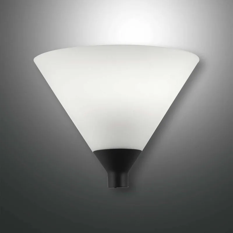 Modern black wall light with 1 light white blown glass FB-0080