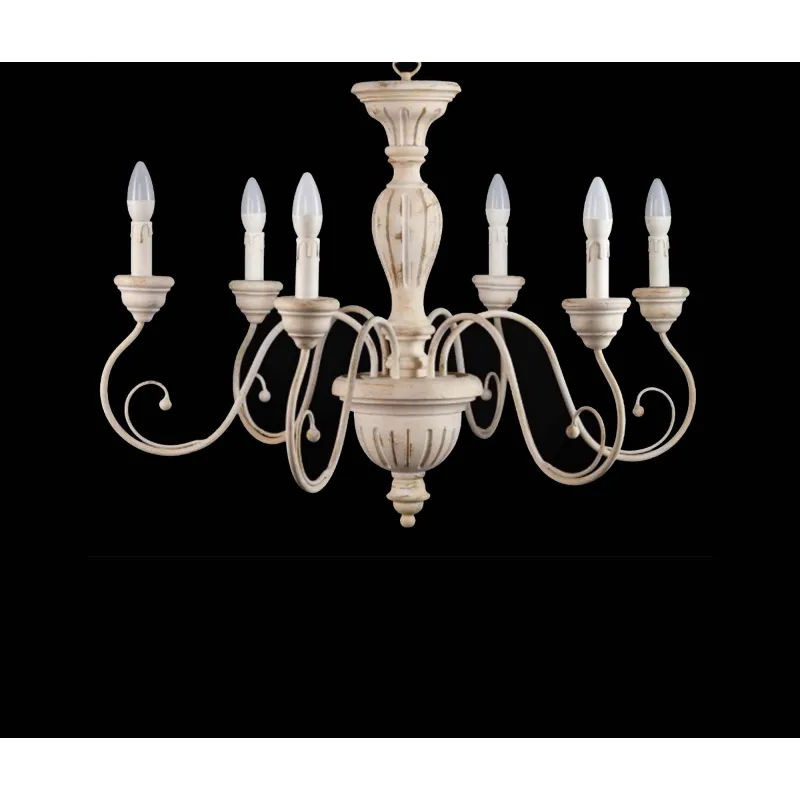 Classic chandelier in antique ivory wood with 6 lights esse 765/6