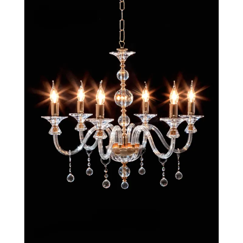 Classic chandelier in transparent gold crystal with 6 lights CL039