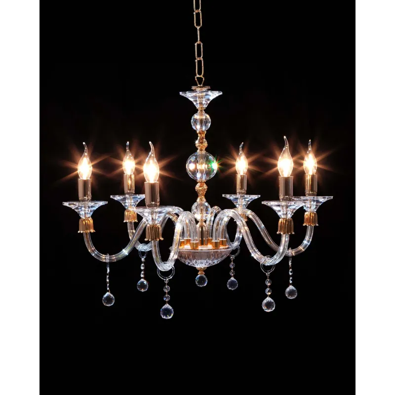 Classic chandelier in transparent gold crystal with 6 lights CL050