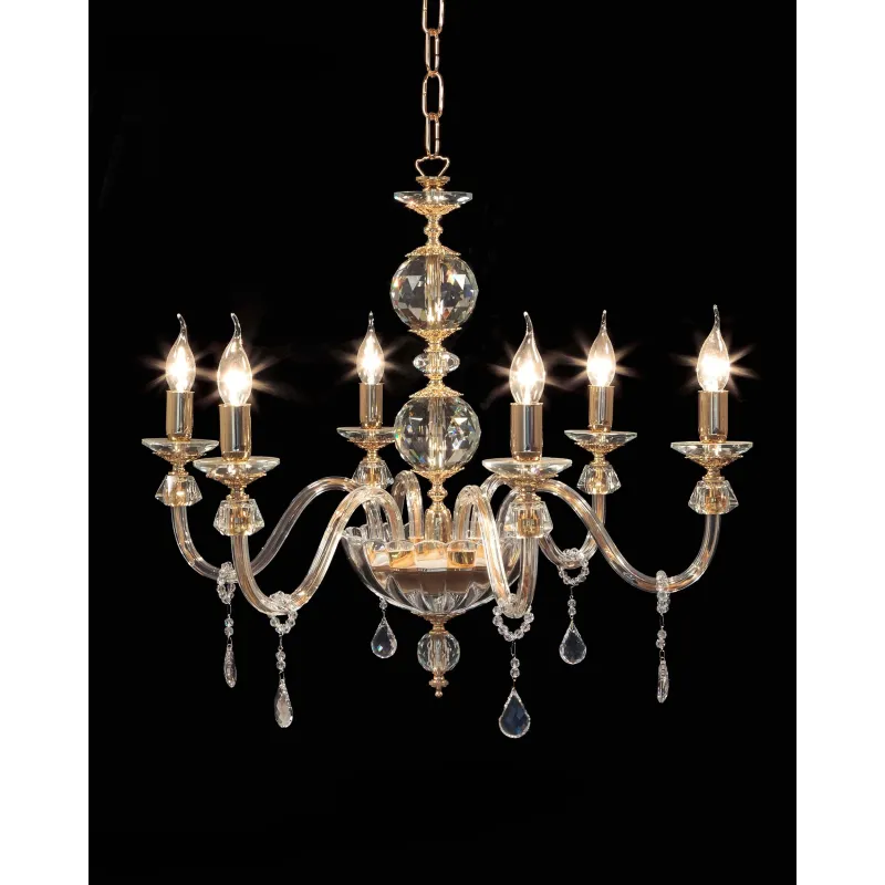 Classic chandelier in transparent gold crystal with 6 lights CL078