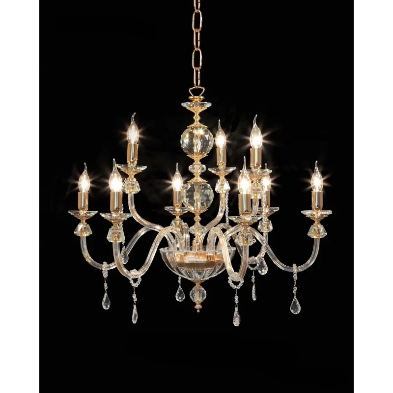 Classic chandelier in transparent gold crystal with 9 lights CL079