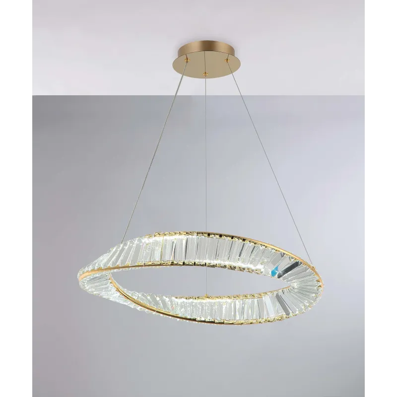 Modern LED chandelier 1 circle in luxury gold crystal LGT 097