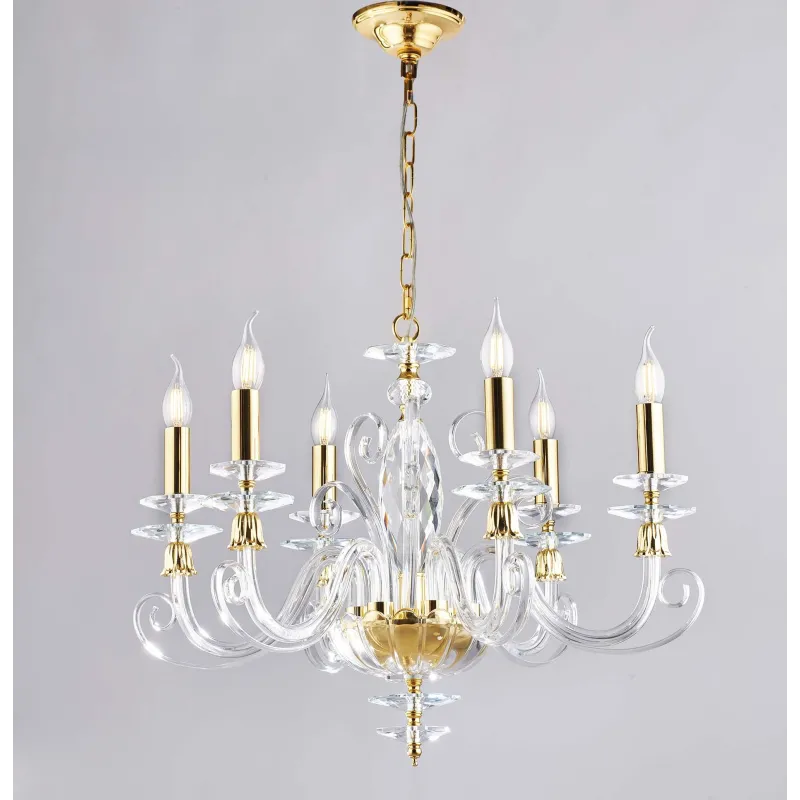 Classic chandelier in transparent and gold crystal with 6 lights luxury lgt 121