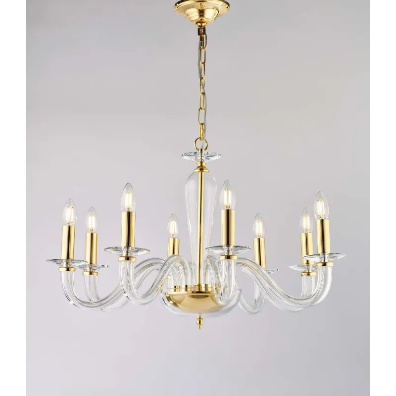 Classic chandelier in transparent gold crystal with 8 lights luxury lgt 131