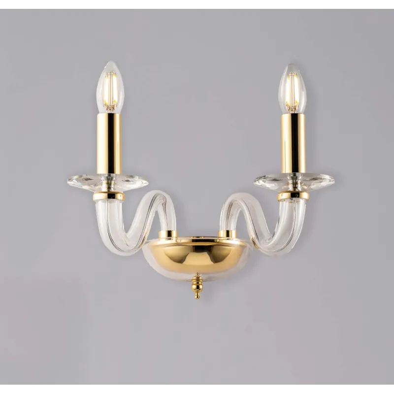 Classic wall light in transparent gold crystal with 2 lights luxury lgt 132