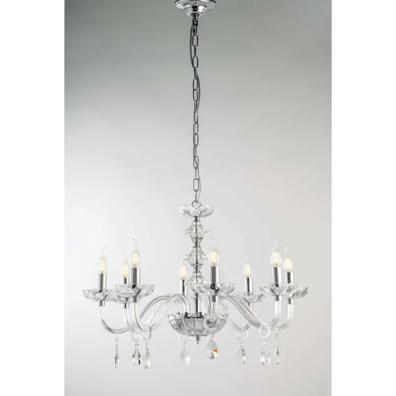 Modern chandelier in transparent chromed crystal with 8 lights luxury lgt 147