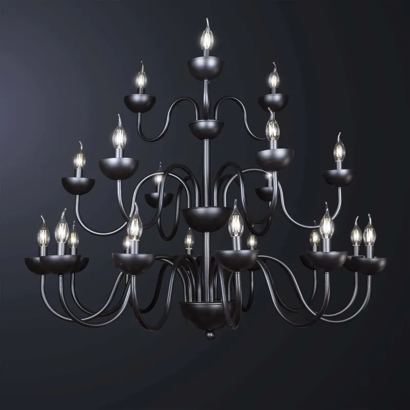 Classic black wrought iron chandelier with 21 lights BGA 3504-21