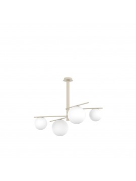 Plafoniera lampadario moderno sabbia con sfere in vetro bianco a 4 luci tpl 0915