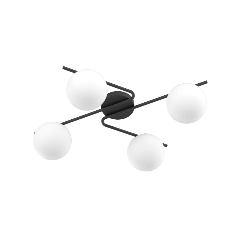 Modern black ceiling light with white glass spheres with 4 lights tpl 0921