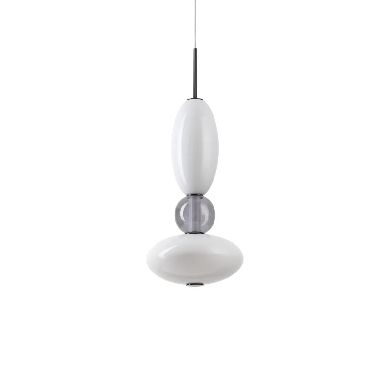 Modern LED chandelier in white and gray blown glass DL1853