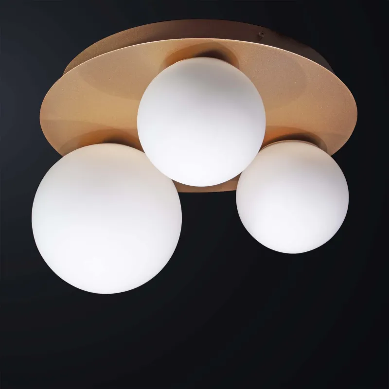 Modern gold design ceiling light with glass spheres 3 lights BGA 3534-pl3