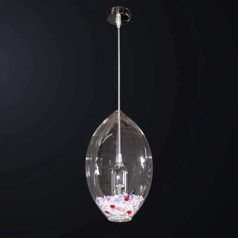 Modern pendant chandelier in crystal and glass 1 light BGA 3540-p1