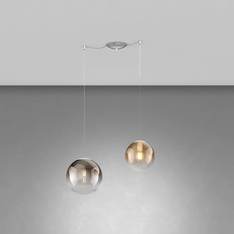 Modern pendant lamp blown glass spheres 2 lights tpl 0931